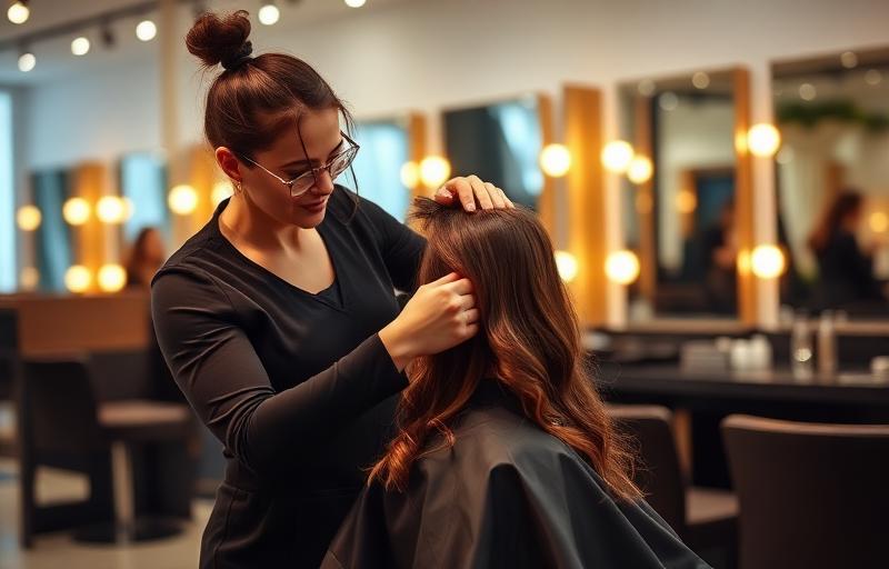 Professional hairstylist at work